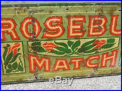 Vtg Antique c1910 Art Nouveau ROSEBUD MATCH Store Display TIN Box Ohio Matches