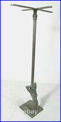 Vtg Art Deco Nude Nickel Brass Jewelry Hat Clothing Store Display Stand Adjust