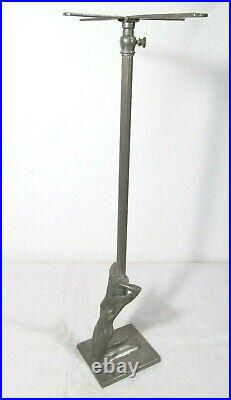 Vtg Art Deco Nude Nickel Brass Jewelry Hat Clothing Store Display Stand Adjust