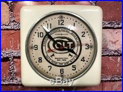 Vtg Colt Gun Shop Dealer Advertising Pistol Parts Store Display Wall Clock Sign