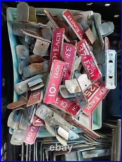 Vtg Countertop Store Price Sign Display lot 50 Metal Stand Holders Clip tags 100