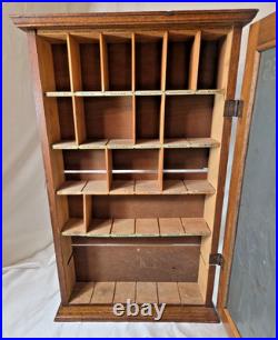 Vtg. DIAMOND DYES Wooden Cabinet Oak Country Store Tin Litho + Oak Display