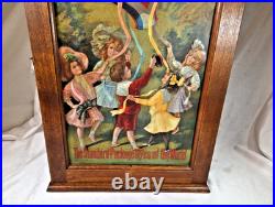 Vtg. DIAMOND DYES Wooden Cabinet Oak Country Store Tin Litho + Oak Display