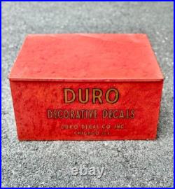 Vtg Duro Decorative Decals Metal Advertising General Store Display Box