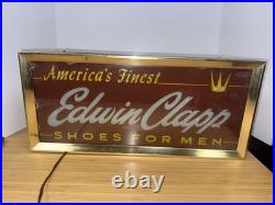 Vtg Edwin Clapp Shoes Lighted Store Sign America's Finest Par-Neon Advertising
