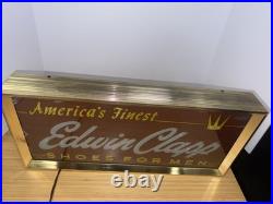 Vtg Edwin Clapp Shoes Lighted Store Sign America's Finest Par-Neon Advertising