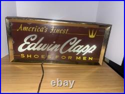 Vtg Edwin Clapp Shoes Lighted Store Sign America's Finest Par-Neon Advertising