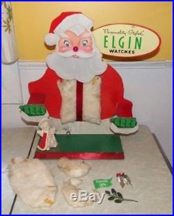 Vtg Elgin Watch Animated Motorized Battery Store Counter Display Christmas Santa