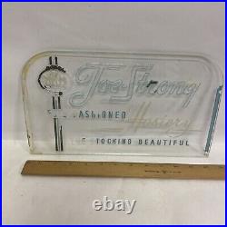 Vtg Etched Glass Panel Joe Strong Hosiery Countertop Advertising Display Sign