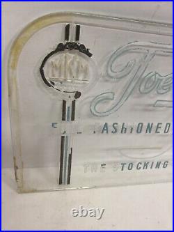 Vtg Etched Glass Panel Joe Strong Hosiery Countertop Advertising Display Sign