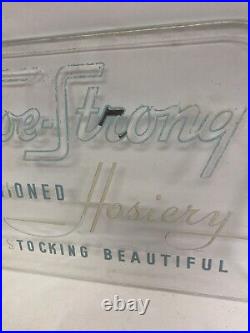 Vtg Etched Glass Panel Joe Strong Hosiery Countertop Advertising Display Sign