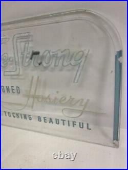 Vtg Etched Glass Panel Joe Strong Hosiery Countertop Advertising Display Sign