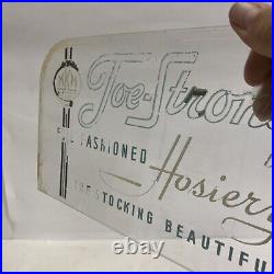 Vtg Etched Glass Panel Joe Strong Hosiery Countertop Advertising Display Sign