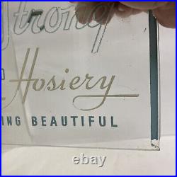 Vtg Etched Glass Panel Joe Strong Hosiery Countertop Advertising Display Sign