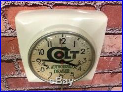 Vtg Ge Colt Gun Shop Dealer Old Hunter Advertising Store Display Wall Clock Sign