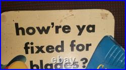 Vtg Gillette Sharpie Parrot Safety Razor Blade Counter Display Sign Advertising