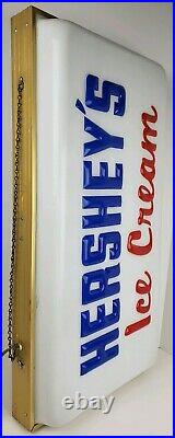 Vtg Hershey's Ice Cream Lighted Sign Country Store Window Display Embossed 28x14