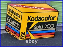 Vtg Kodak Advertising Store Display Sign Gold 200 Sided 3d Plaque VERY COOL 34