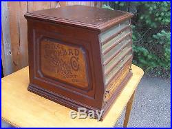 Vtg Leonard Silk Co Antique Country Store Spool Cabinet Warehouse Point Ct