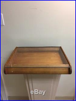 Vtg Low Profile Wood Glass Display Showcase, Possibly For Razors