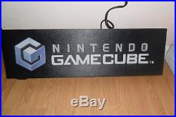Vtg Nintendo Gamecube Display Store Sign Double Sided Light Excellent Working