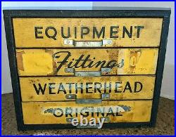 Vtg Original Weatherhead Equipment Fittings Metal 4 Drawer hardware Cabinet