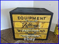 Vtg Original Weatherhead Equipment Fittings Metal 4 Drawer hardware Cabinet