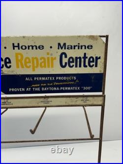 Vtg Permatex Service Repair Center Display Sign Advert Rack Daytona Nascar 300