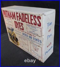 Vtg Putnam Fadeless Dyes and Tints Advertising Store Display Cabinet with Product