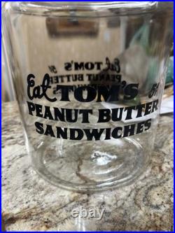 Vtg Pyro Glaze Eat TOM'S 5 Cent Peanut Butter Sandwiches Jar