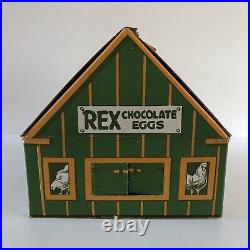 Vtg REX Chocolate Easter Egg Cardboard Barn Box Store Display American Candy Co