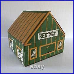 Vtg REX Chocolate Easter Egg Cardboard Barn Box Store Display American Candy Co