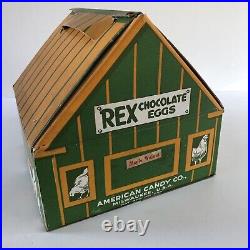 Vtg REX Chocolate Easter Egg Cardboard Barn Box Store Display American Candy Co