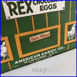 Vtg REX Chocolate Easter Egg Cardboard Barn Box Store Display American Candy Co