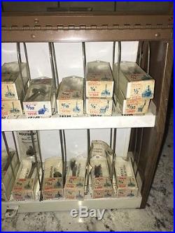 Vtg SKIL Router Bit Hardware Store Display Case With Contents Advertising