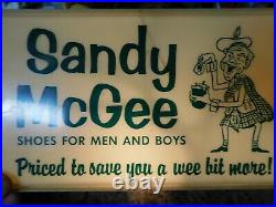 Vtg Sandy McGee Shoes Counter Sign Lighted Display Metal/Plastic Advertising