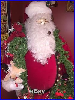 Vtg Santa Claus Department Store Christmas Display 6' Tall Plush Oversized Doll