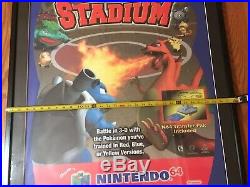 Vtg Sign Nintendo 64 N64 Pokémon Stadium Display Store Poster Standee Rare Frame