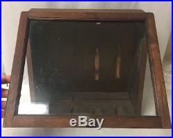 Vtg Slant Front Wood Glass Country Store Display Case Showcase Counter Top