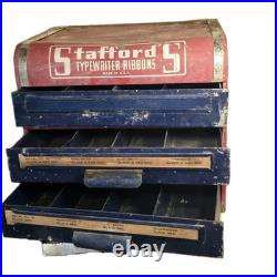 Vtg Stafford'S Advertising Typewriter Ribbons Counter Store 3 Drawer Display Box