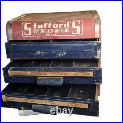 Vtg Stafford'S Advertising Typewriter Ribbons Counter Store 3 Drawer Display Box