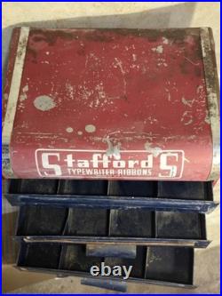 Vtg Stafford'S Advertising Typewriter Ribbons Counter Store 3 Drawer Display Box