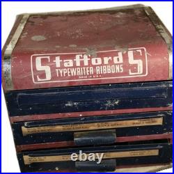 Vtg Stafford'S Advertising Typewriter Ribbons Counter Store 3 Drawer Display Box
