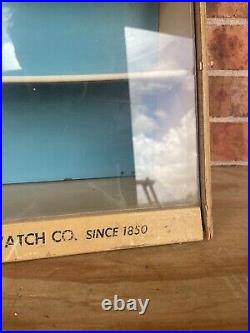 Vtg Waltham Clocks-clock company display counter? Wooden & glass advertising