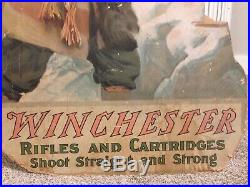 Vtg Winchester Hunter die cut advertising poster ammo shot shell box gun display