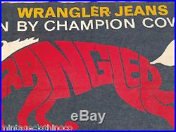 Vtg Wrangler Jeans Store Display Denim Red Line Banner Worn By Champion Cowboys