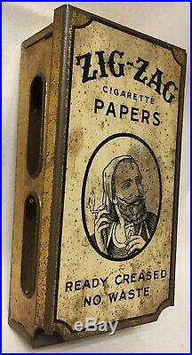 Vtg Zig Zag Cigarette Rolling Papers Store Dispenser Tin Display Advertising