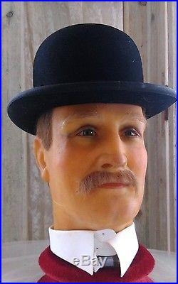 WAX mannequin head, vintage head, store display, Wax head, glass eyes, moustache