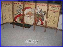 Winchester Store 5 Panel Window Sign Display Santa Claus Ice Skate Christmas