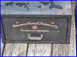 Wisconsin Paper Products Company Cabinet Milwaukee Vintage Metal Display Antique